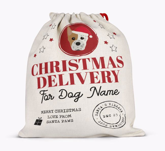 Personalised 'Christmas Delivery for {dogsName}' Santa Sack